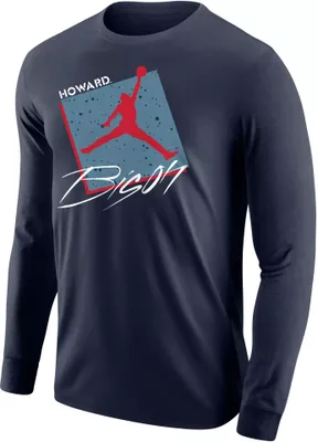 Jordan Men's Howard Bison Blue Core Cotton Box Logo Long Sleeve T-Shirt