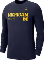 Jordan Men's Michigan Wolverines Blue Dri-FIT Cotton Long Sleeve T-Shirt