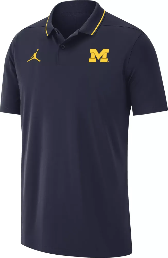 Jordan Men's Michigan Wolverines Blue Dri-FIT Football Sideline Coaches Polo