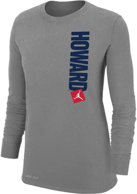 Jordan Women's Howard Bison Grey Dri-FIT Cotton Long Sleeve T-Shirt