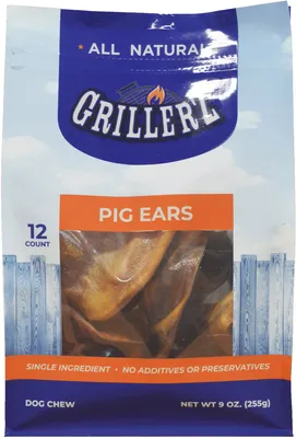 Grillerz Pork Ear Dog Chew Treats – 12 Count