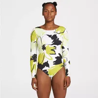 CALIA Women's Open Back Long Sleeve One Piece Swimsuit