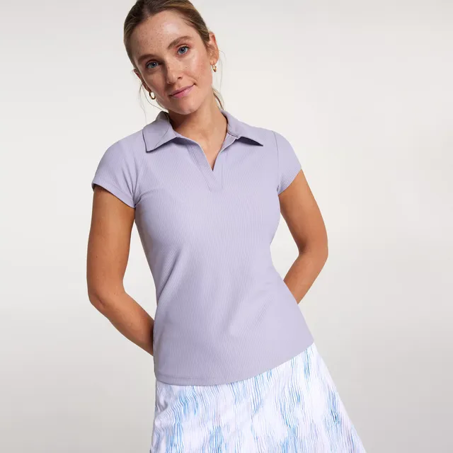 CALIA Women's Ribbed Johnny Collar Golf Polo