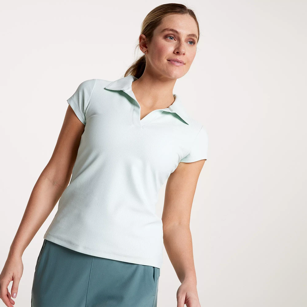 CALIA Women's Ribbed Johnny Collar Golf Polo