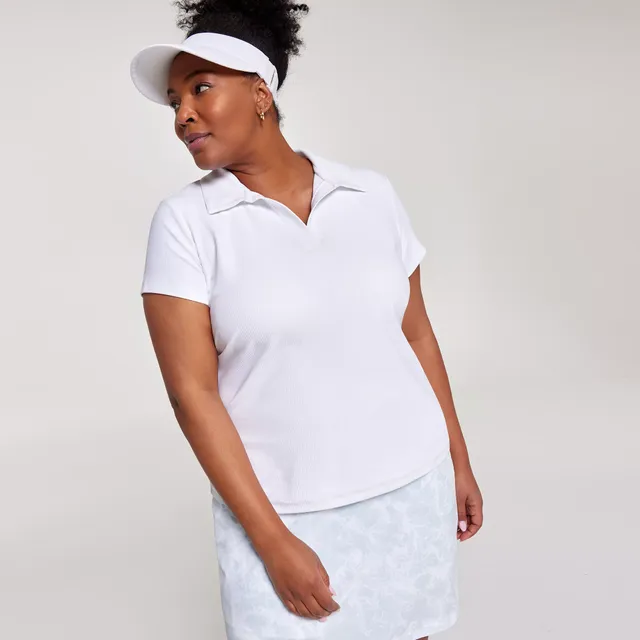 CALIA Women's Ribbed Johnny Collar Golf Polo