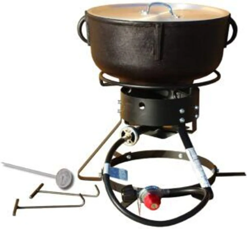 King Kooker 4 Gallon Cast Iron Jambalaya Pot and Cooker Package