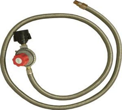 King Kooker Stainless Steel Hose & Regulator with Male Pipe Thread and Orifice