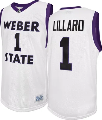 Original Retro Brand Men's Weber State Wildcats White Damian Lillard Replica Basketball Jersey