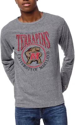 League-Legacy Men's Maryland Terrapins Grey Victory Falls Long Sleeve T-Shirt