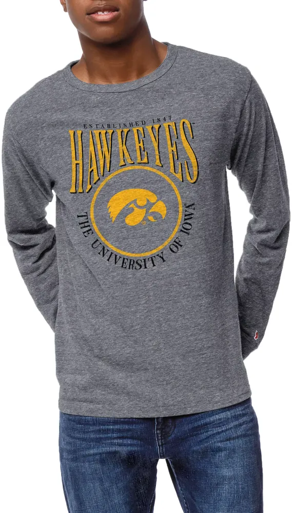 League-Legacy Men's Iowa Hawkeyes Grey Victory Falls Long Sleeve T-Shirt