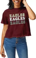 League-Legacy Women's Boston College Eagles Maroon Clothesline Cotton Crop T-Shirt