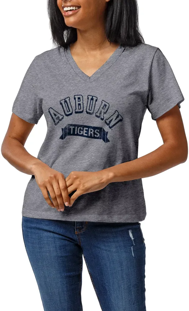 League-Legacy Women's Auburn Tigers Grey Intramural Boyfriend V-Neck T-Shirt