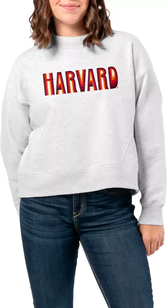 League-Legacy Women's Harvard Crimson Ash Boxy Crew Neck Sweatshirt