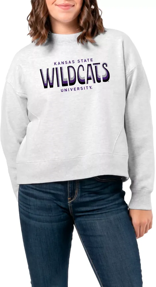 League-Legacy Women's Kansas State Wildcats Ash Boxy Crew Neck Sweatshirt