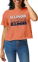 League-Legacy Women's Illinois Fighting Illini Orange Clothesline Cotton Crop T-Shirt