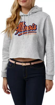 League-Legacy Women's Illinois Fighting Illini Ash Cropped Hoodie