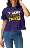 League-Legacy Women's LSU Tigers Purple Clothesline Cotton Crop T-Shirt