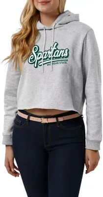 League-Legacy Women's Michigan State Spartans Ash Cropped Hoodie