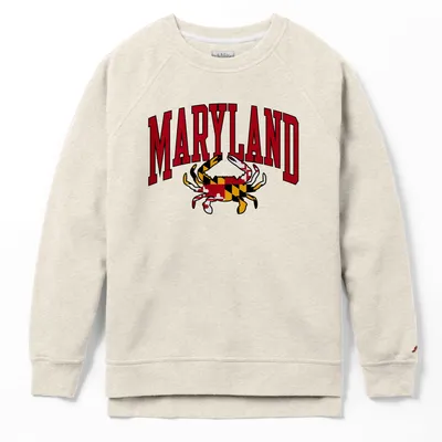 League-Legacy Women's Maryland Terrapins Pride Academy Crew Neck White Sweatshirt