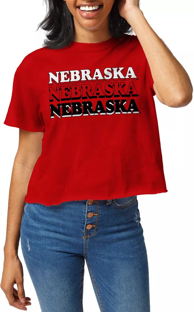 League-Legacy Women's Nebraska Cornhuskers Scarlet Clothesline Cotton Crop T-Shirt