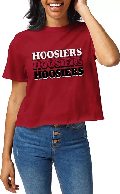 League-Legacy Women's Indiana Hoosiers Crimson Clothesline Cotton Crop T-Shirt