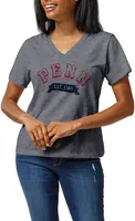 League-Legacy Women's University of Pennsylvania Quakers Grey Intramural Boyfriend V-Neck T-Shirt