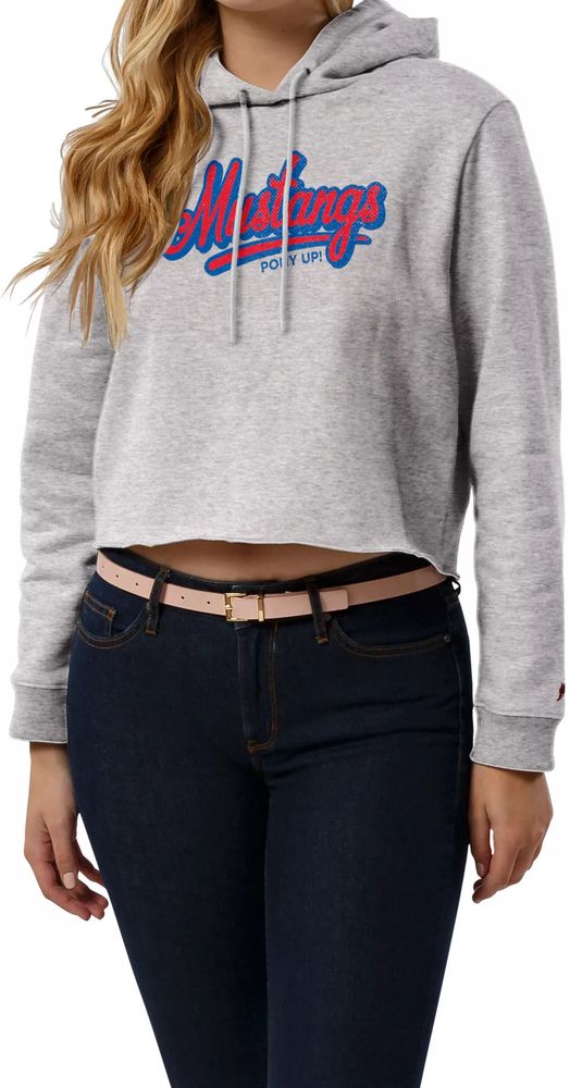 League-Legacy Women's Southern Methodist Mustangs Ash Cropped Hoodie