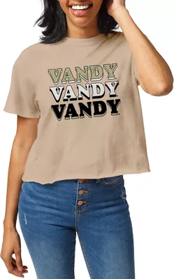 League-Legacy Women's Vanderbilt Commodores Beige Clothesline Cotton Crop T-Shirt