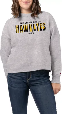 League-Legacy Women's Iowa Hawkeyes Ash Boxy Crew Neck Sweatshirt