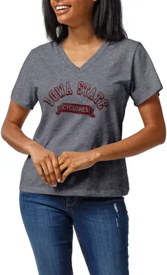 League-Legacy Women's Iowa State Cyclones Grey Intramural Boyfriend V-Neck T-Shirt