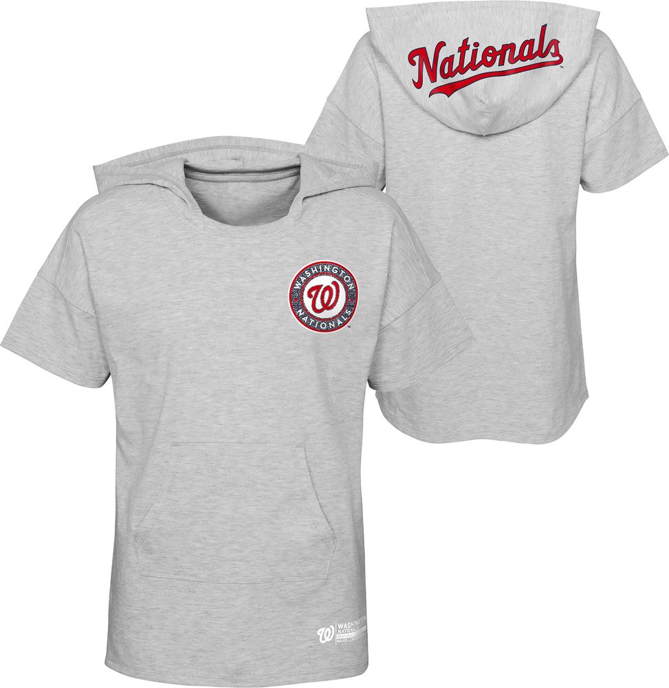 NEW Washington Nationals Shirt Womens Large White Blue Raglan Sleeve MLB  Nike