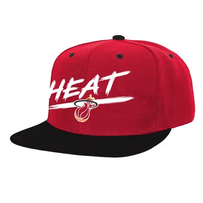 Mitchell and Ness Men's Miami Heat Red Hardwood Classic Transcript 9Fifty Hat