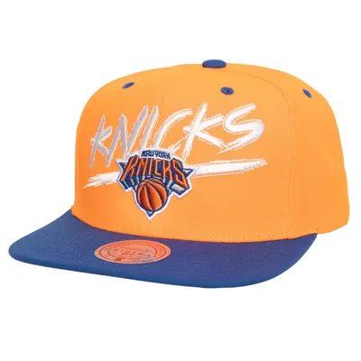 Mitchell and Ness Men's New York Knicks Orange Hardwood Classic Transcript 9Fifty Hat