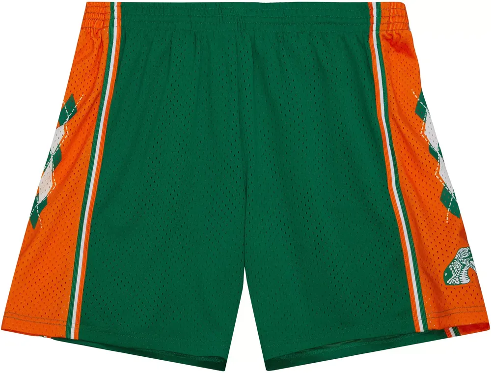 Mitchell & Ness Men's Florida A&M Rattlers Green/Orange 1997 Swingman Shorts