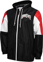 Mitchell & Ness Men's Ohio State Buckeyes Black Throw it Back Full Zip Windbreaker Jacket