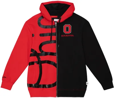 Mitchell & Ness Men's Ohio State Buckeyes Scarlet/Black Color Block Full-Zip Sweatshirt