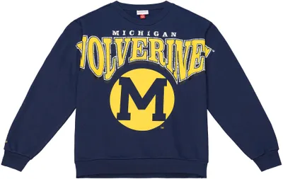 Mitchell & Ness Men's Michigan Wolverines Blue Fashion Fleece Crew Neck Sweatshirt