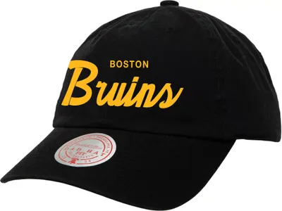 Mitchell & Ness Boston Bruins Script Adjustable Dad Hat