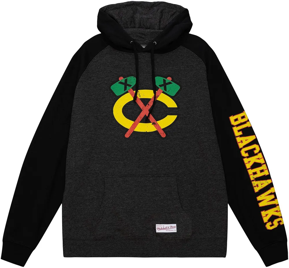 Mitchell & Ness Chicago Blackhawks Black Distressed Logo Hoodie