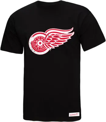 Mitchell & Ness Detroit Red Wings Distressed Logo Black T-Shirt