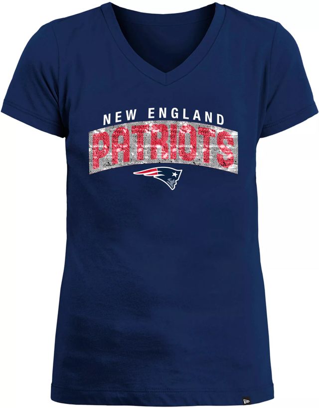 New Era Women's New England Patriots Space Dye Blue Long Sleeve Crop T-Shirt