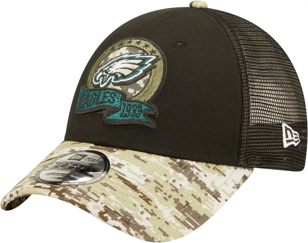 New Era Men's Philadelphia Eagles Salute to Service Black 9Forty Adjustable  Trucker Hat