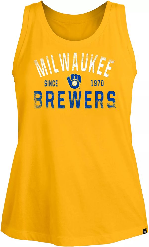 Dick's Sporting Goods New Era Women's Milwaukee Brewers Yellow Open Back Tank  Top