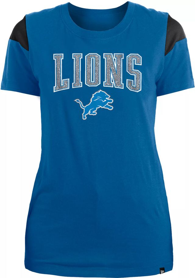 Detroit Lions New Era Women's Glitter Gel T-Shirt - Navy