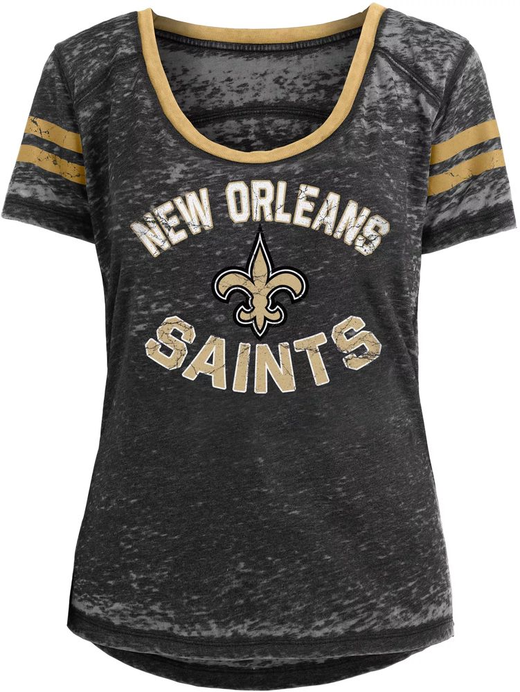 New Era Women's New Orleans Saints Burnout Black T-Shirt