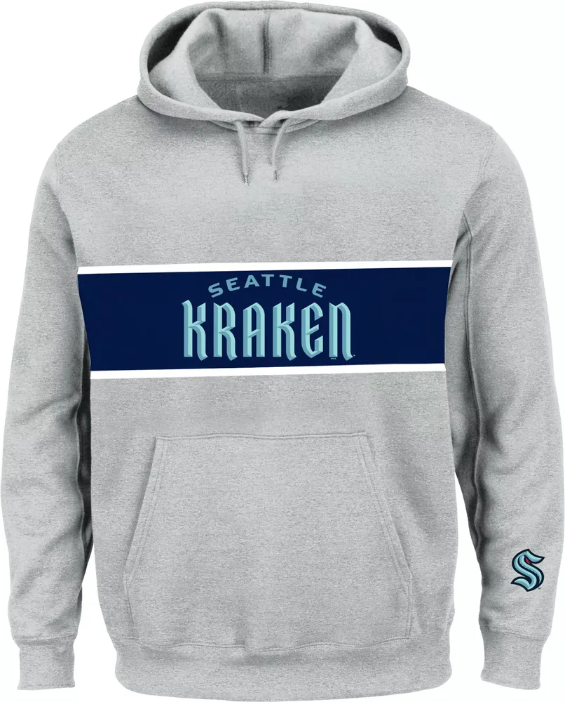 NHL Big & Tall Seattle Kraken Wordmark Frame Grey Pullover Hoodie