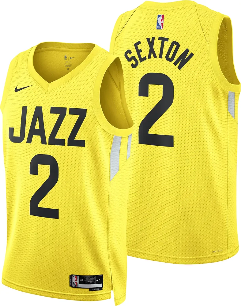 Nike Men's Utah Jazz Collin Sexton #2 Yellow Dri-FIT Swingman Jersey