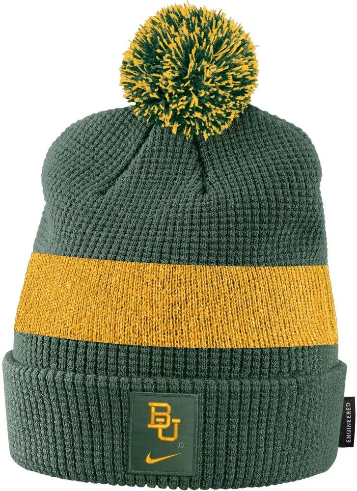 Nike Baylor Bears Green Football Sideline Cuffed Pom Beanie