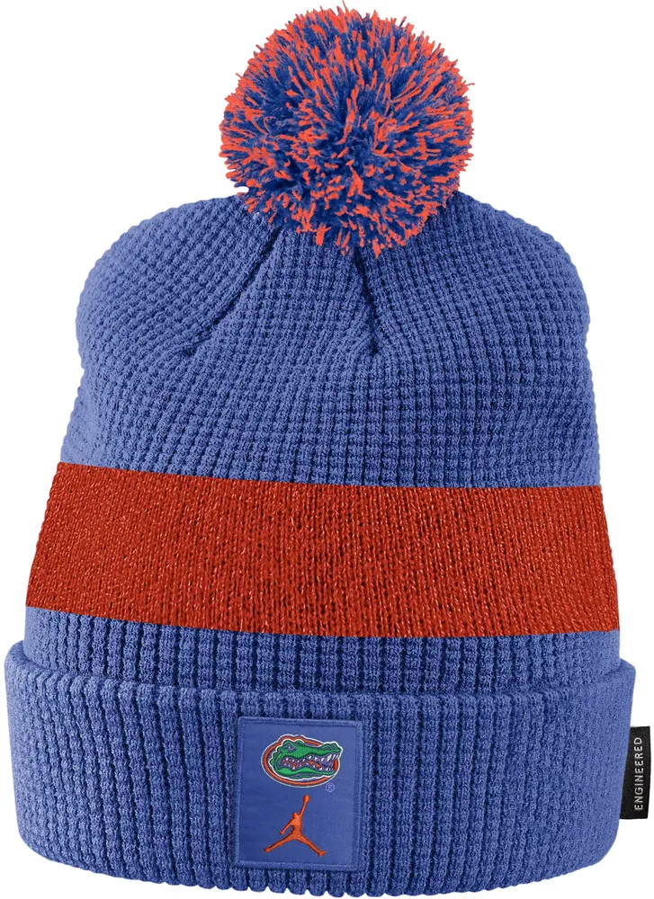 Jordan Florida Gators Blue Football Sideline Cuffed Pom Beanie