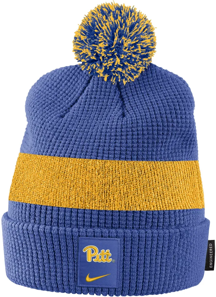 Nike Pitt Panthers Blue Football Sideline Cuffed Pom Beanie